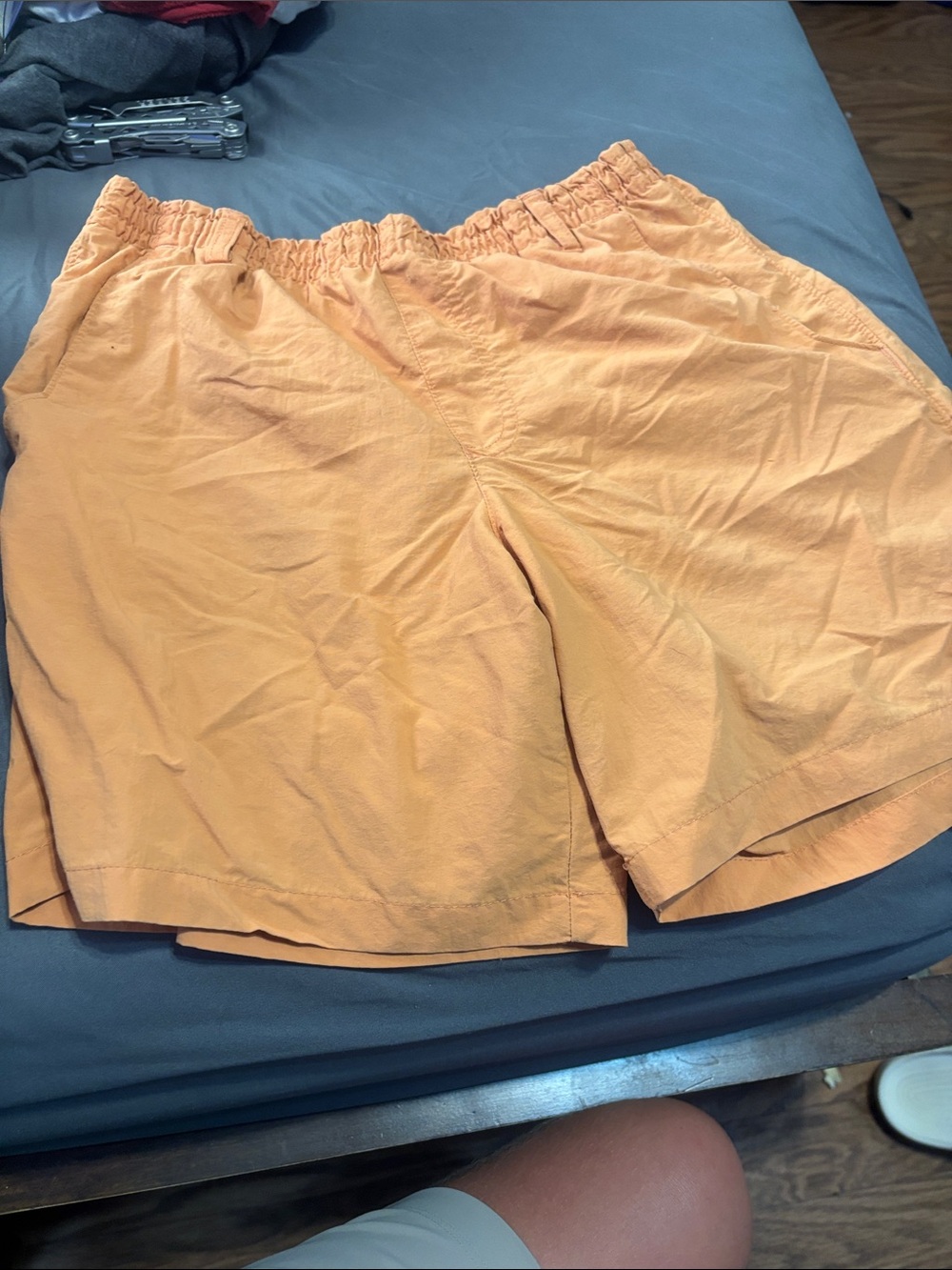 Kids Orange Elastic-Waist Shorts - Brand Not Visible